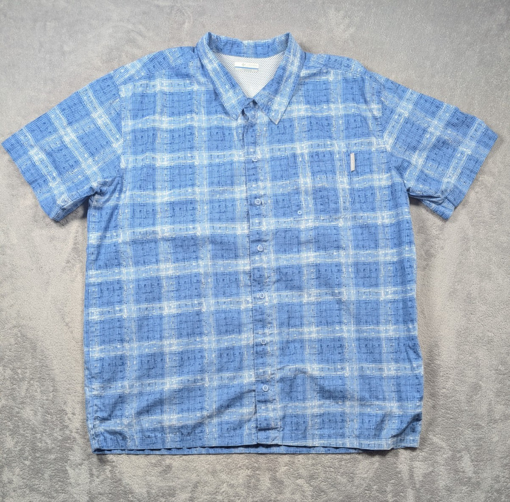 Columbia PFG Button Up Shirt Mens XL Blue Vented Back Outdoor Fishing Casual